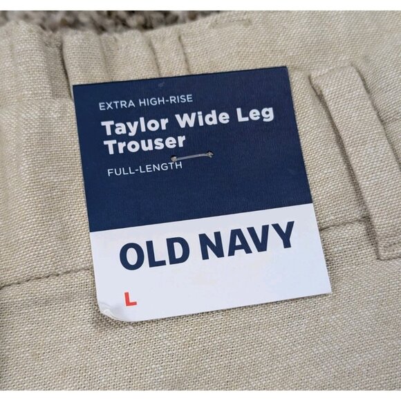 Old Navy Pants Womens Large Taylor Wide Leg Trouser High Rise Linen Full Length - Picture 3 of 10
